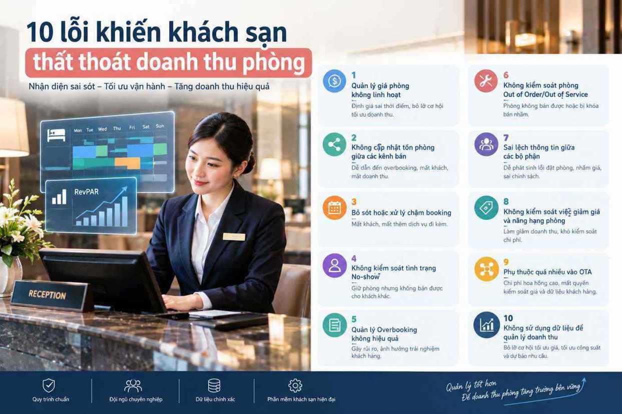 10 lỗi khiến khách sạn thất thoát doanh thu phòng cần tránh